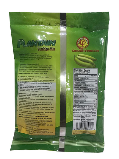 Jamaican Porridge Mix by Creation Foods - Nutritional and Energizing Hot or Cold Morning Cereal (Plantain Porridge Mix, 3 Pack)
