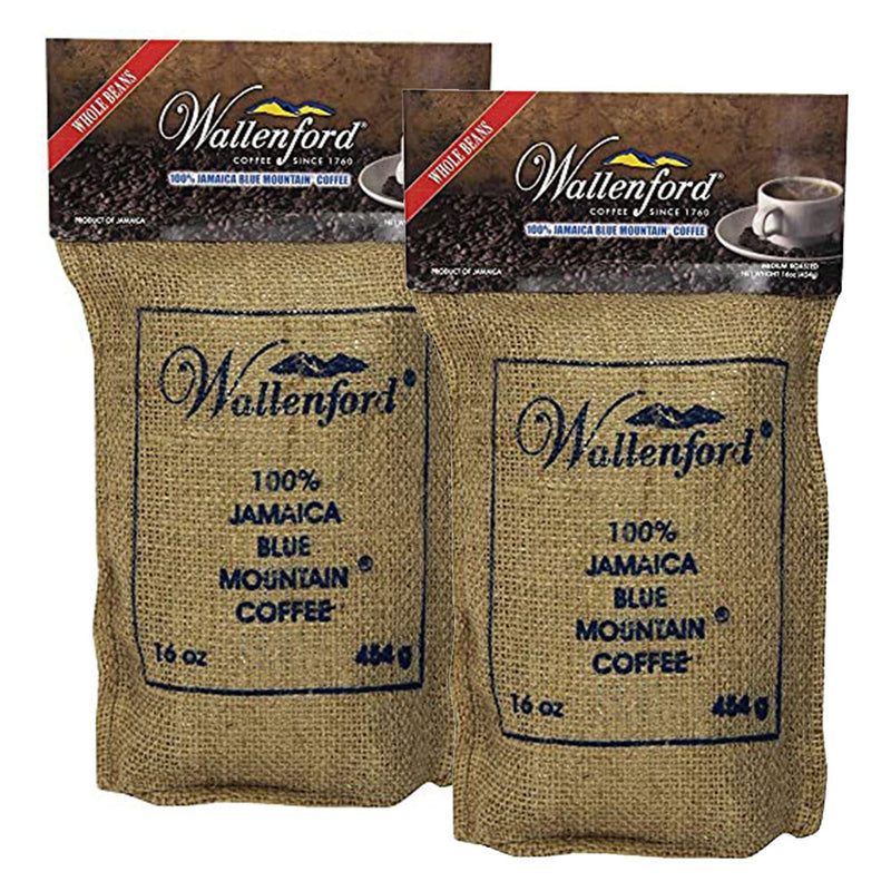 Wallenford Roasted Whole Bean 100% Jamaica Blue Mountain Coffee 16oz PACK OF 2 | 🇯🇲 Direct from Jamaica • 3–5 Days Delivery