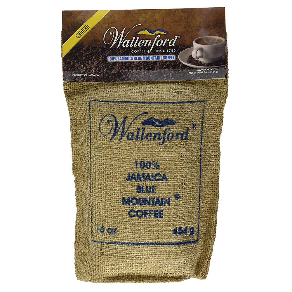 Wallenford 100% Jamaica Blue Mountain Coffee Roasted and Ground Coffee 16oz (FREE SHIPPING FROM JAMAICA)