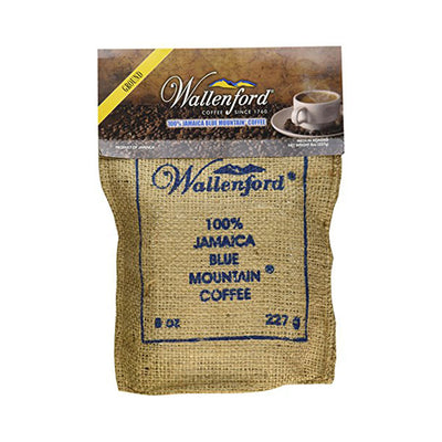 Wallenford Roasted and Ground 100% Jamaica Blue Mountain Coffee, 8oz Bag